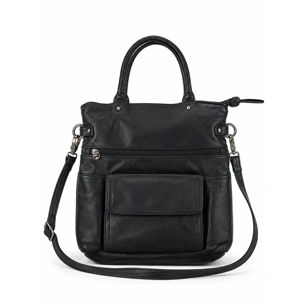 Osgoode Marley Black Leather Crossbody Convertible Satchel Tote Bag Purse